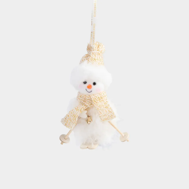 Шырша ойыншығы, 12 см, полиэстер/пенопласт, шампан, Шаңғымен сырғанап жүрген аққала, Figure Christmas Fuzz