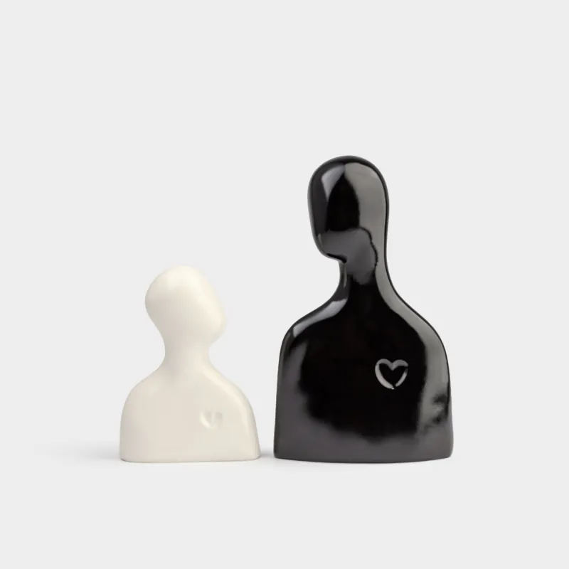 Статуэтка, 17х19 см, полирезин, черно-молочная, Влюбленные, Two faces