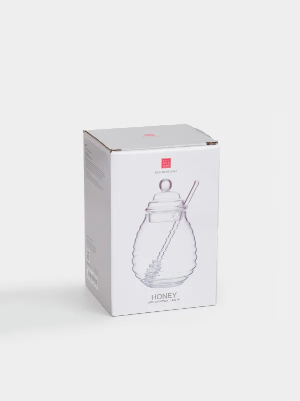 Балға арналған құты, 400 мл, қасығы бар, шыны Б, Honey, image-3
