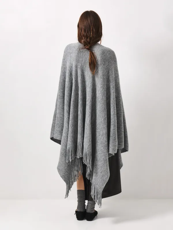 Пончо, 138х147 см, жиегі бар, акрил, сұр, Poncho, image-7