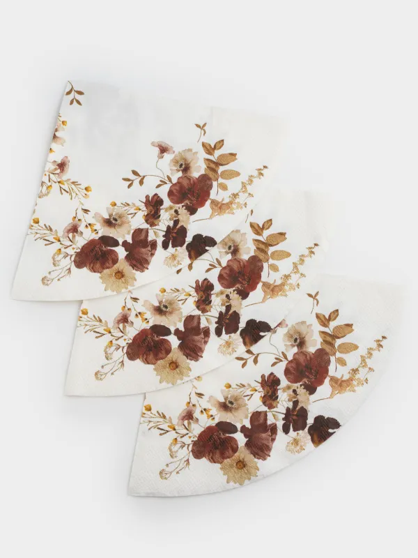 Салфетки бумажные, 33 см, 20 шт, круглые, белые, Осенние цветы, Flower garden, image-2
