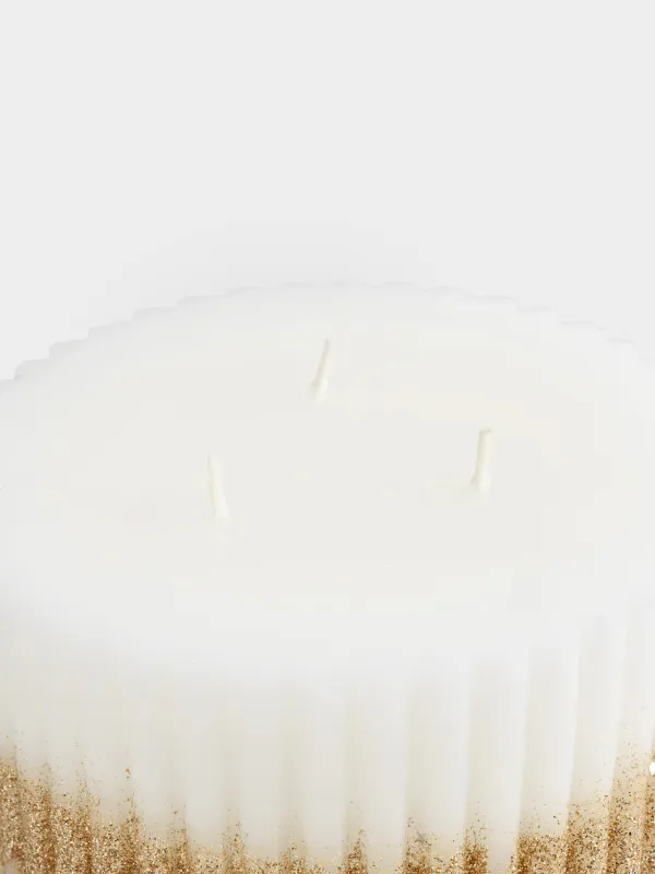 Свеча, 13х8 см, цилиндрическая, с блестками, Ribbed candle, image-2