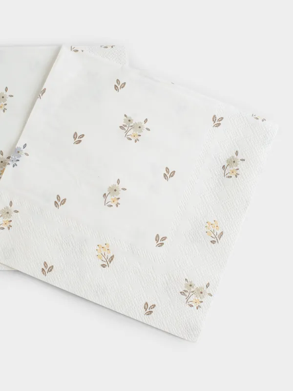 Қағаз майлықтар, 33х33 см, 20 дана, төртбұрышты, ақ, Винтажды гүлдер, La flore, image-2