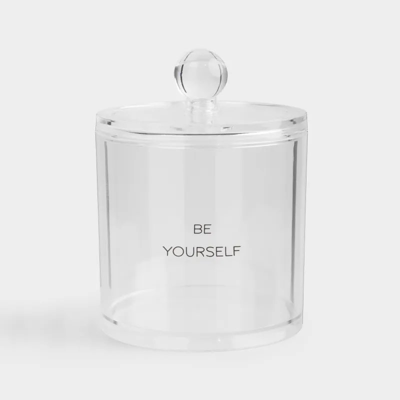 Контейнер для ватных дисков/палочек, 10х13 см, с крышкой, пластик, Basic font