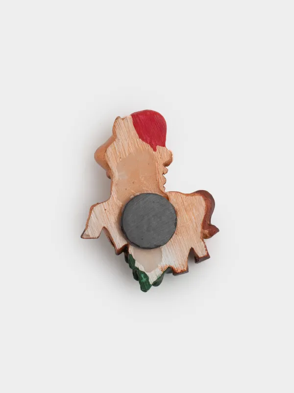 Магнит, 8 см, полирезин, сүт түстес және қоңыр, Шыршасы бар жылқы, Horse christmas, image-3