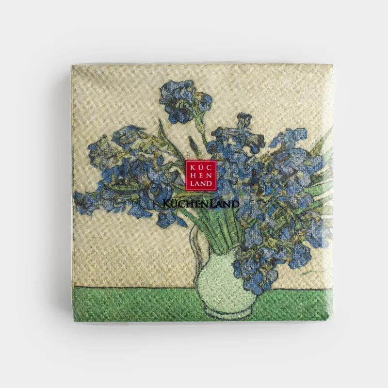 Салфетки бумажные, 21х21 см, 20 шт, квадратные, бежевые, Ирисы, Ван Гог, Art, image-3