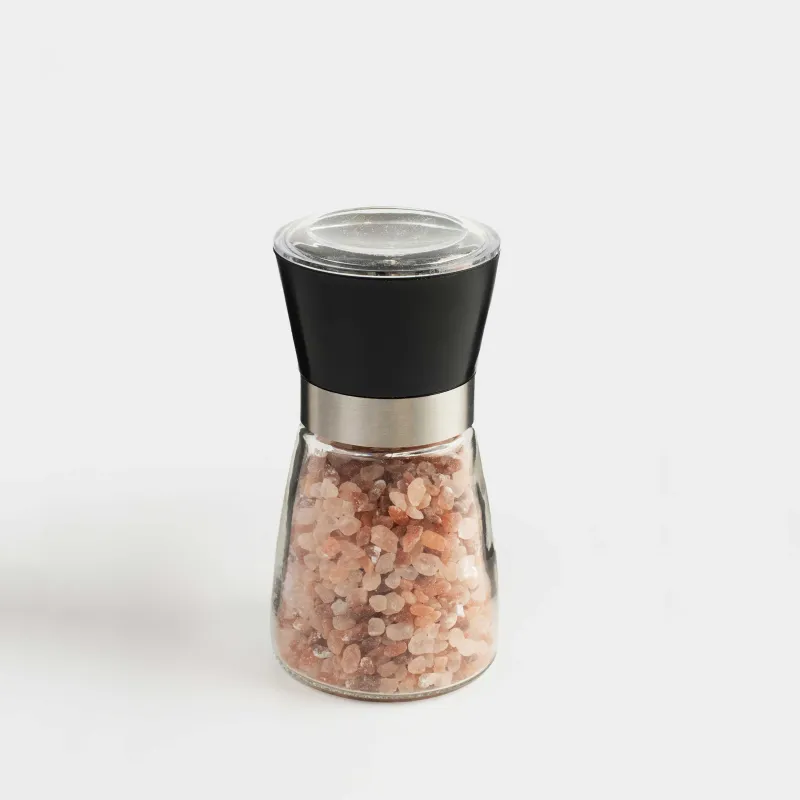 Мельница для специй 13 см, механическая, стекло, Розовая соль, Seasoning BBQ