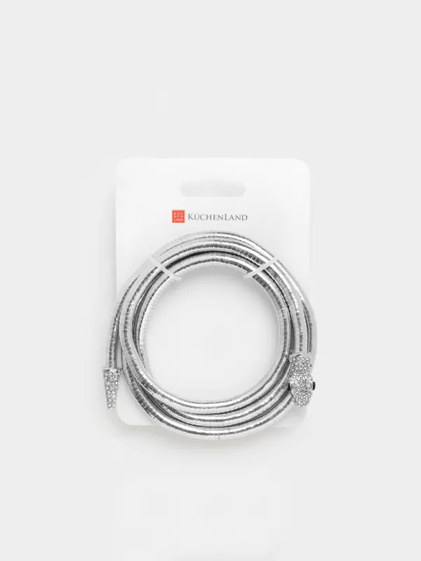 Колье, 90 см, металл/стразы, серебристое, Змея, Jewelry snake, image-2