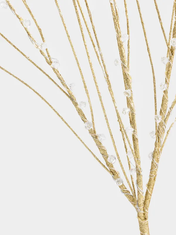 Сәндік бұтақ, 1 м, жарықтандырылған, полипропилен/металл, алтын түстес, Кристалдар, Crystal decor, image-3