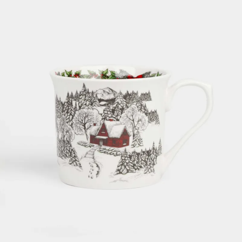 Кружка, 280 мл, фарфор N, белая, Дом в лесу, Forest house