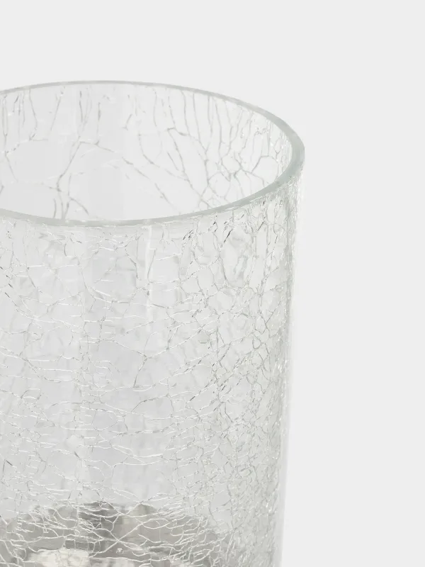 Шам ұстағыш, 32 см, бір шам үшін, аяғы, шыны / металл, күміс, Кракель, Fantastic Ice, image-4