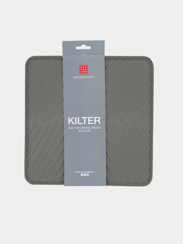 Ыдыс кептіргіш төсеніш, 30x30 см, резеңке, сұр, Assist, image-1