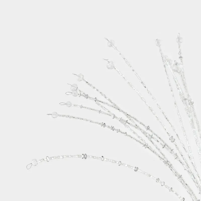 Сәндік бұтақ, 57 см, моншақтар/металл, күміс, Моншақтар, Balls decor, image-2