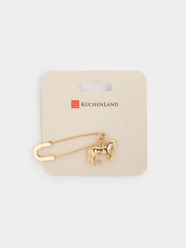 Брошь, 7 см, металл, золотистая, Лошадь, Jewelry horse, image-4