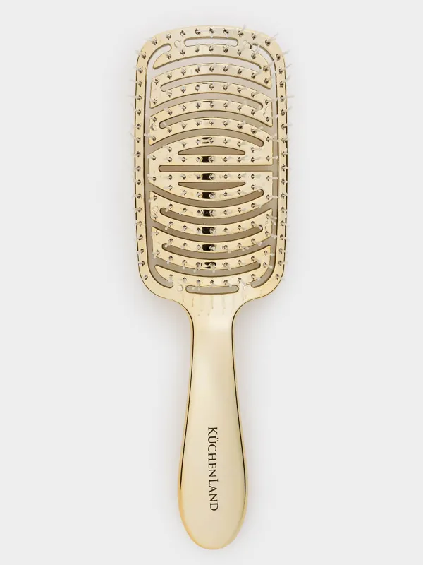 Шашқа арналған массаждық тарақ, 22 см, пластик, алтын, Wave, image-0