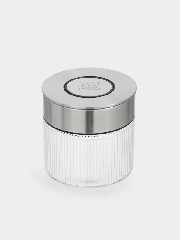 Сусымалы өнімдерге арналған құты, 360 мл, вакуумдық қақпағы бар, шыны Б/болат, Ribby steel, image-1