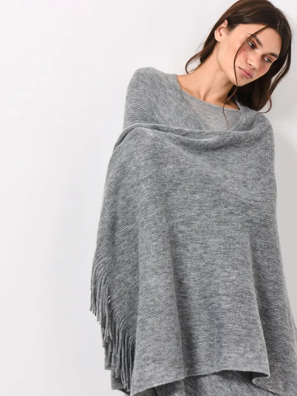 Пончо, 138х147 см, жиегі бар, акрил, сұр, Poncho, image-2