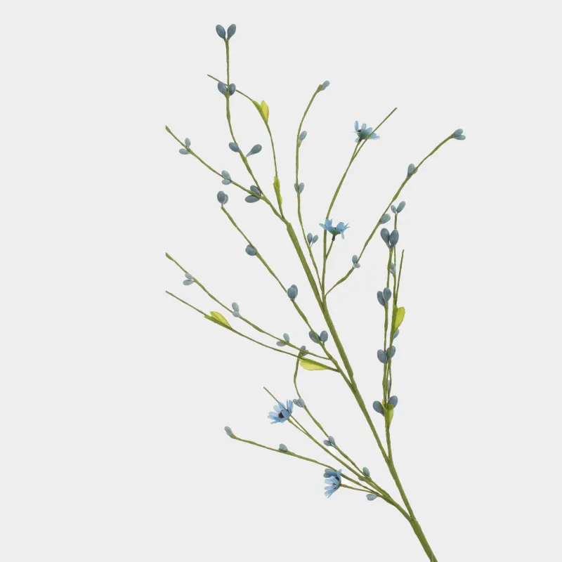 Ветка декоративная, 70 см, пластик/металл, Голубые цветы, Easter decor, image-1