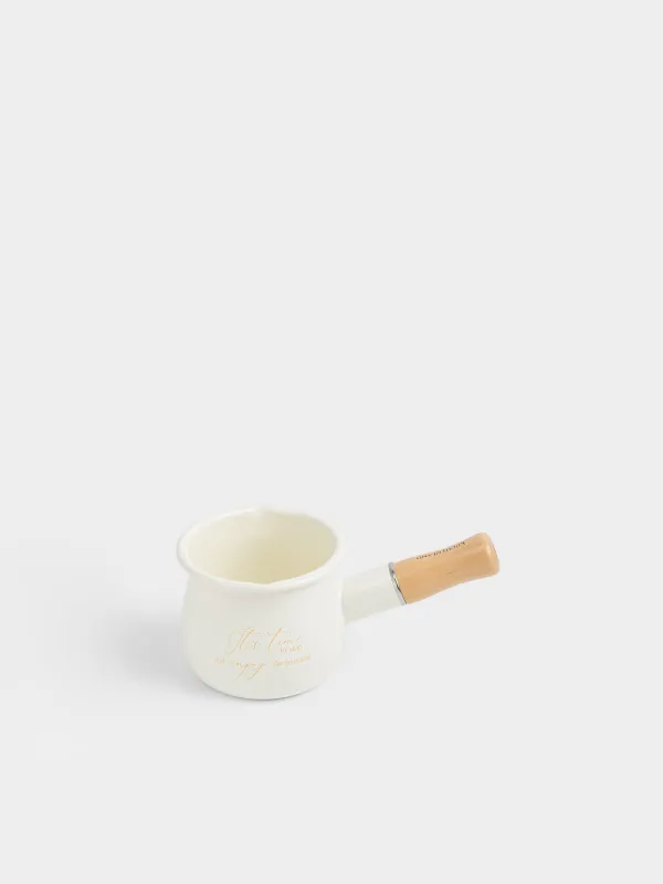 Турка, 550 мл, эмальданған металл/ағаш, сүт түстес, Enjoy the moment, Nostalgia, image-1