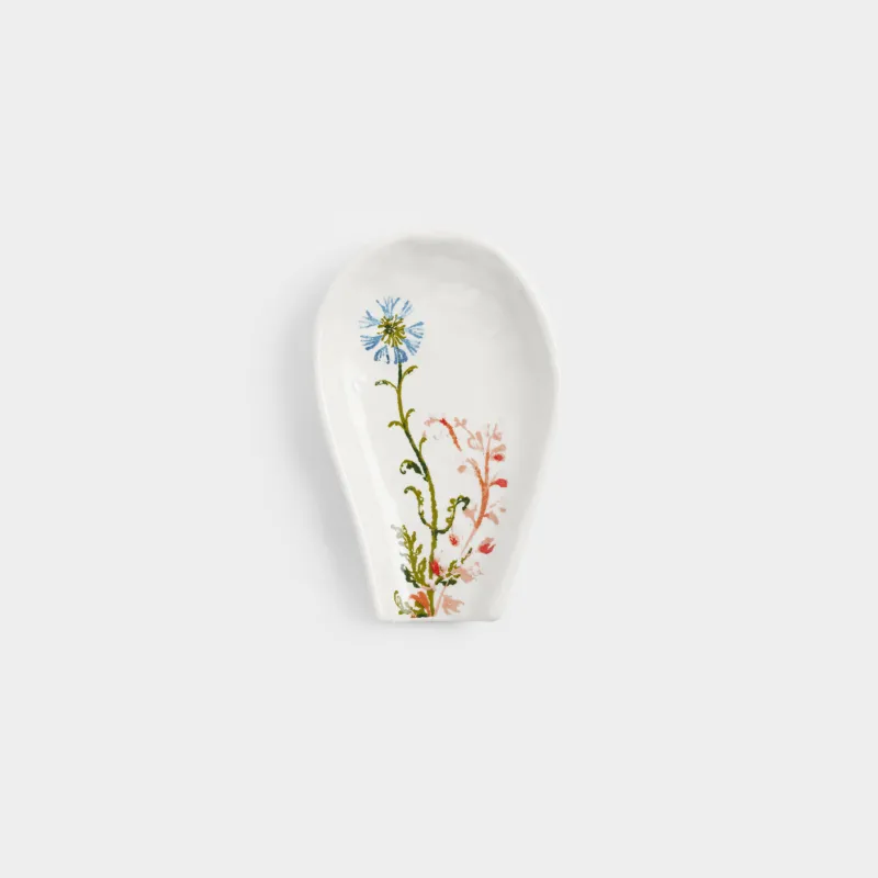 Қасық тұғыры, 13 см, керамика, сүт түстес, Шалғын гүлдері, Floral meadow