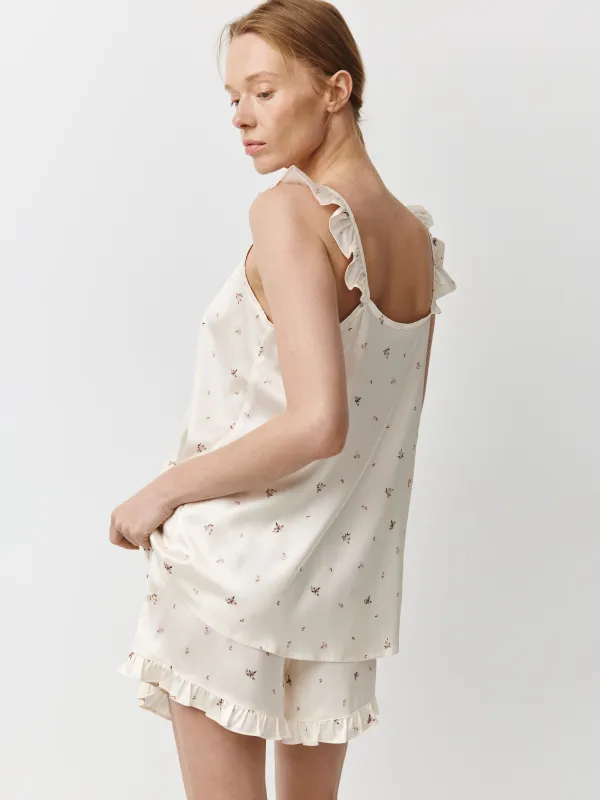 Әйелдерге арналған топ, үйге арналған, өлшемі S, полиэстер К, сүт түстес, Гүлдер, Roldia, image-3