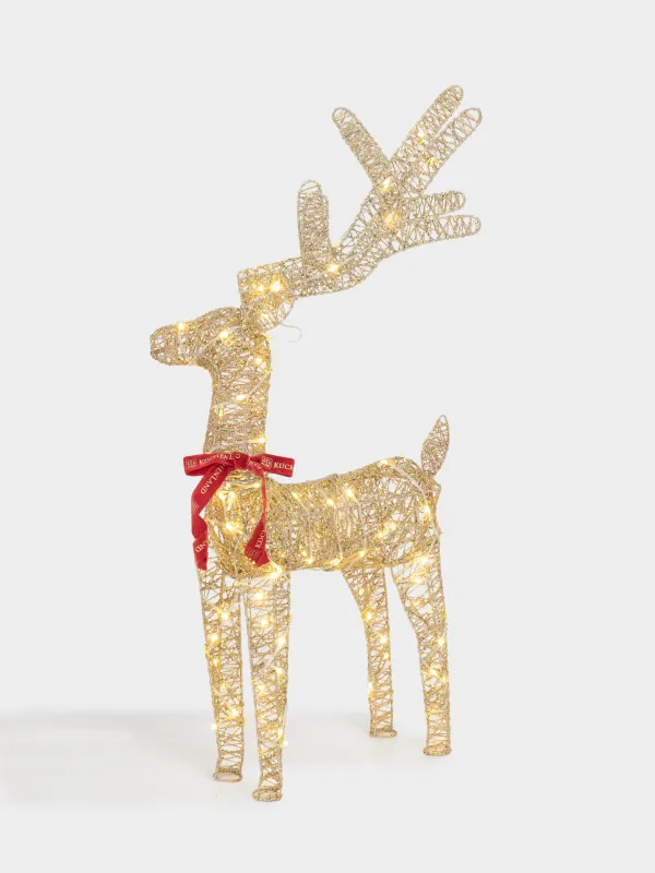 Мүсінше, жарықтандырылған, 36х20 см, анимацияланған, металл, алтын, Бұғы, Deer sparks, image-0