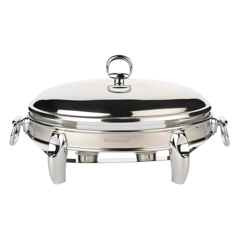 Жылытылатын табақ, 42х25 см, қақпағы бар, шыны Т/болат, сопақ, Acero