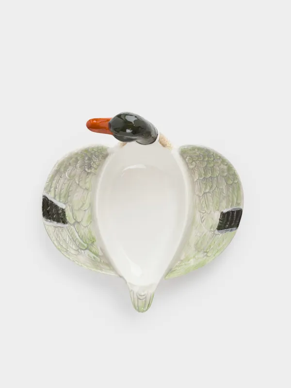 Менажница, 21х20 см, 3 отд, керамика D, зелено-белая, Селезень, Duck, image-2