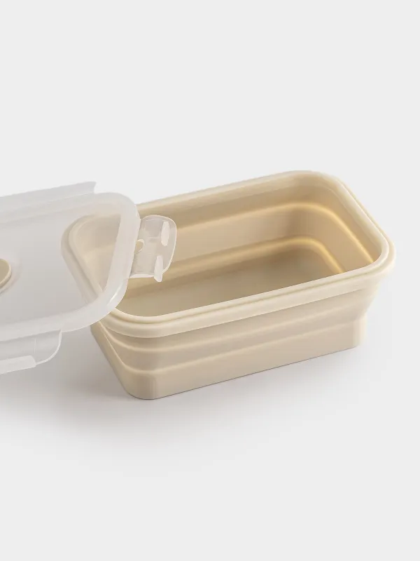 Контейнер, 540 мл, жиналмалы, кыстырғышпен, силикон/пластик, сарғылт, Portable, image-5