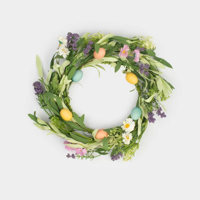 Венок декоративный, 16/35 см, пенопласт/пластик, Цветы и пасхальные яйца, Easter decor