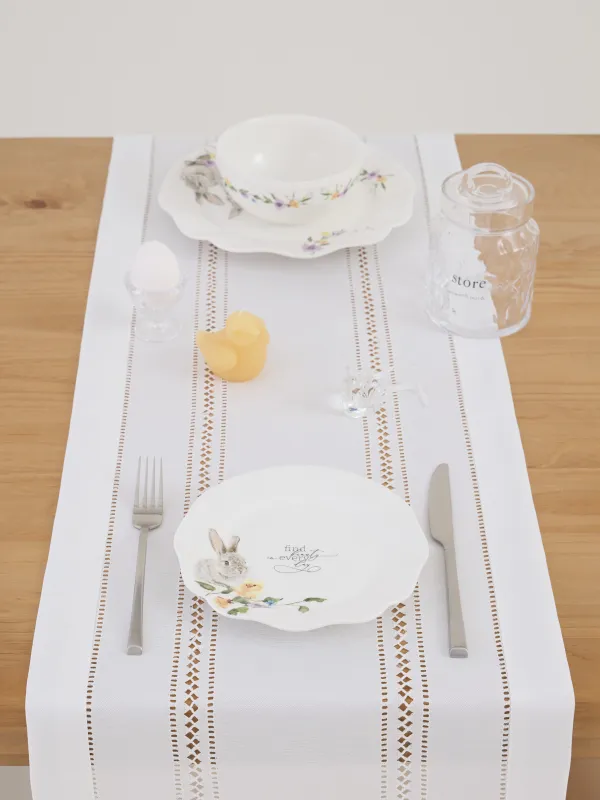 Дорожка настольная, 40х160 см, полиэстер, белая, Hemstitch, image-3