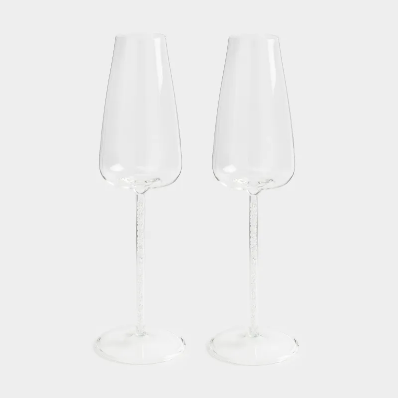 Бокал для шампанского, 270 мл, 2 шт, стекло Б/стразы, Sorento crystal