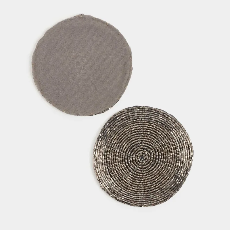 Шыныаяқ асты түпқойма, 10 см, 2 дана, бисер, дөңгелек, қою сұр, Shiny beads, image-1