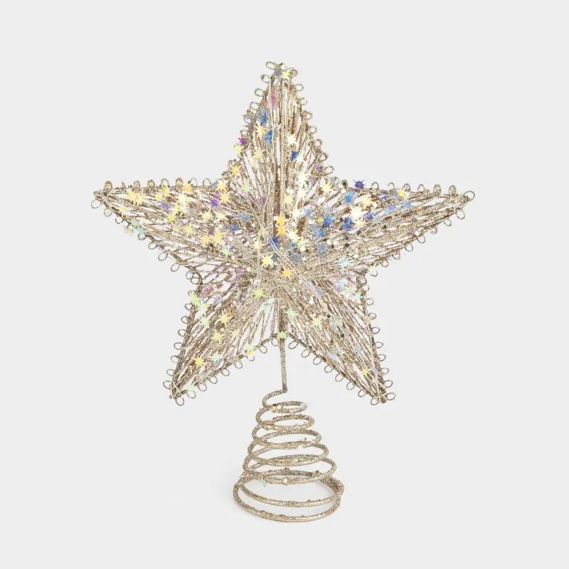 Шыршаға арналған жұлдыз, 20х25 см, жарықтандырылған, пластик/металл, шампан, Жұлдыздар, Christmas sparkle