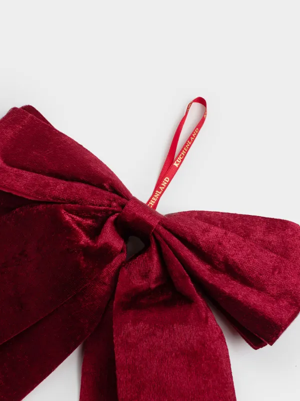 Украшение декоративное, 27 см, полиэстер, красное, Бант, Bow velvet, image-1