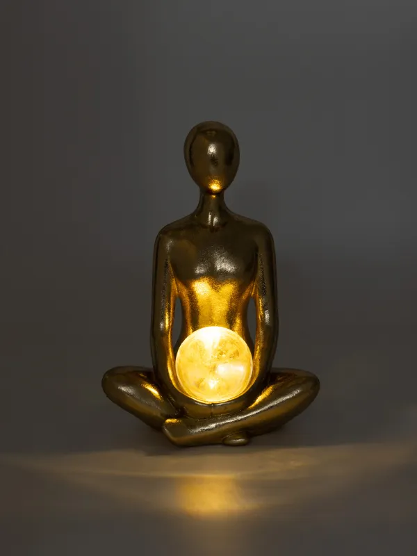 Статуэтка с подсветкой, 20 см, полирезин/стекло, золотистая, Девушка с шаром, Face, image-6