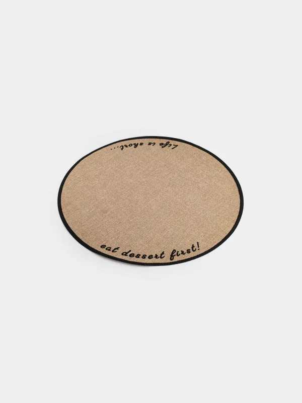 Салфетка под приборы, 38 см, полиэстер, круглая, песочная, Outline, image-1