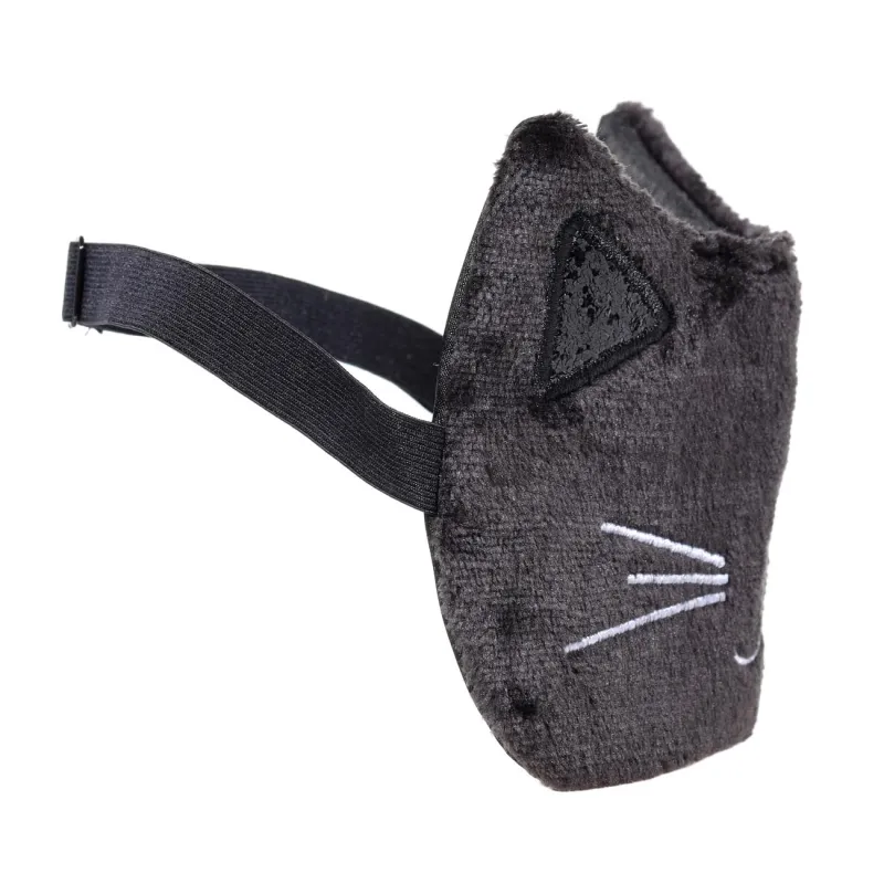 Ұйқы маскасы, 24 см, полиэстер / жасанды аң терісі, қара, мысық, мысық түні, image-1