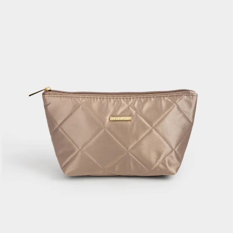 Косметикалық сөмке, 26х13 см, сырылған, сәтен, сүт түстес, Quilted silk