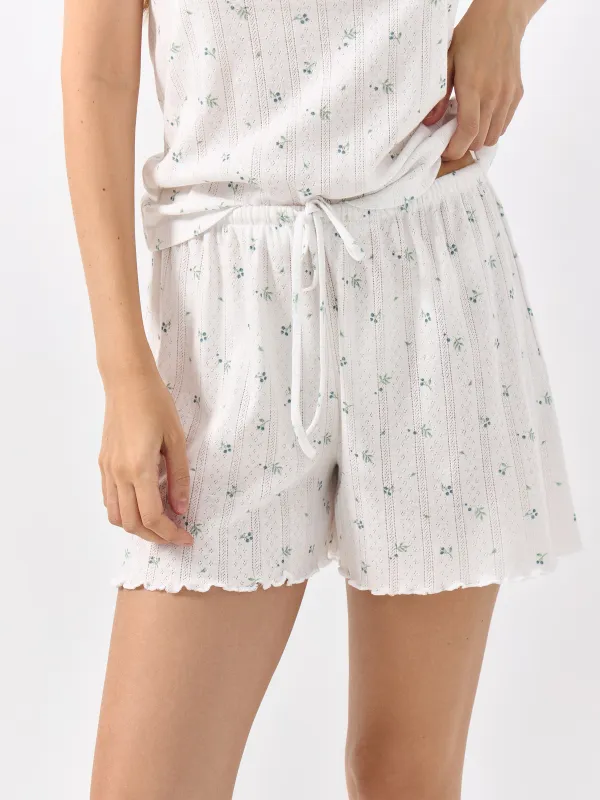 Әйелдер шорттары, үйге арналған, өлшемі L, полиэстер/мақта, ақ, Бантиктер, Melavi, image-1