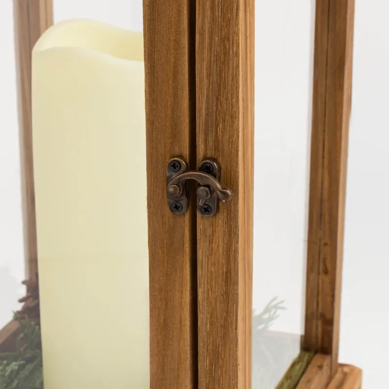 Светильник декоративный, 55 см, МДФ, Фонарь со свечой, Wood style, image-1