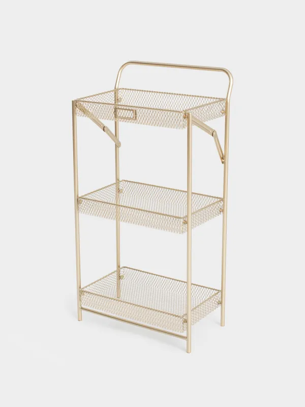 Сөре, 3 қабатты, 42х27х82 см, металл, алтын, Compact gold, image-1