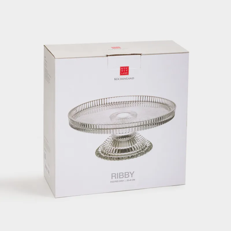 Блюдо на ножке, 20х8 см, стекло Р, Ribby, image-4