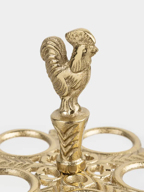 Подставка для яиц, 29х15/19 см, 2 яруса, 12 отд, металл, золотистая, Петух, Fantastic gold, image-4