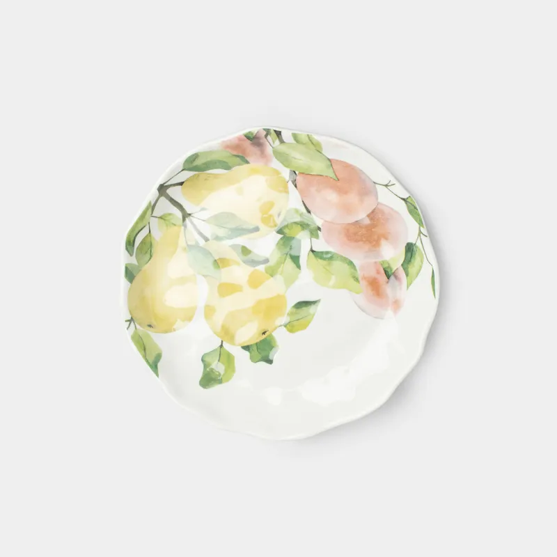Тарелка закусочная, 23 см, Груши и сливы на ветке, Crumple print
