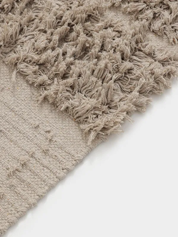 Кілем, 120х180 см, түкті, мақта, сарғылт-қоңыр, Cage pattern, image-1