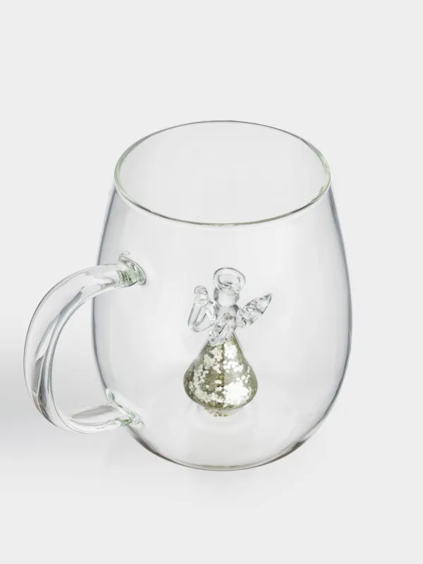 Кружка, 500 мл, стекло Б, Ангел с блестками, Shape, image-1