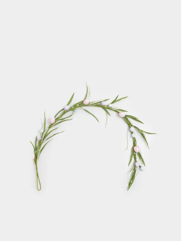 Ветка-гирлянда декоративная, 1,5 м, пенопласт/полиэстер, Пасхальные яйца, Flora Easter decor, image-0