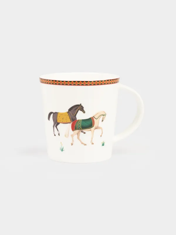 Саптыаяқ, 450 мл, фарфор F, ақ, Жылқылар, Blue wind, image-0