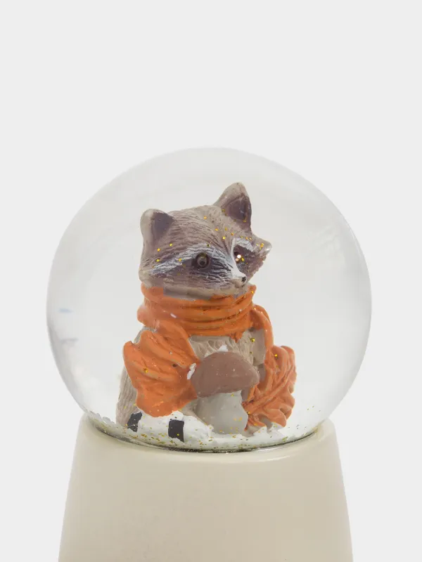 Қарлы шар, 6 см, шыны/полирезин, сүт түстес, Саңырауқұлақ қосылған жанат, Forest animals, image-4